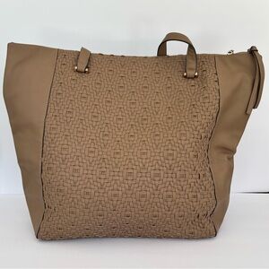 Sole Society Tan Leather Woven Tote